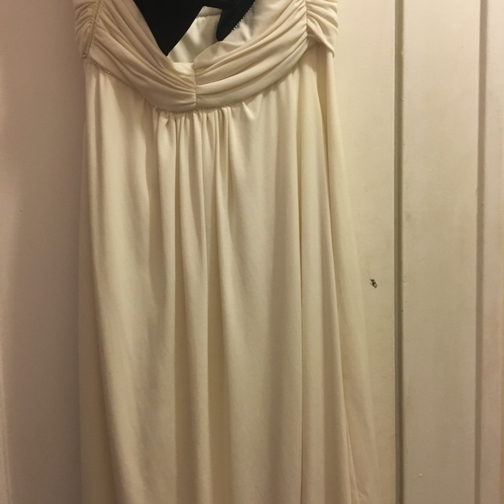 Black and white midi strapless dress